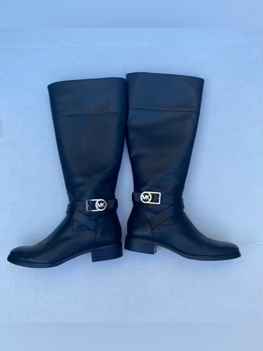 Authentic Michael Kors Bryce Black Leather Riding Boots Size 8M